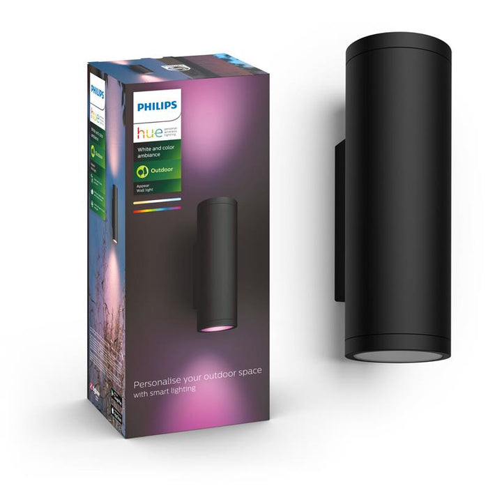 Philips Hue Colour/White Outdoor Appear Wall Lantern Black