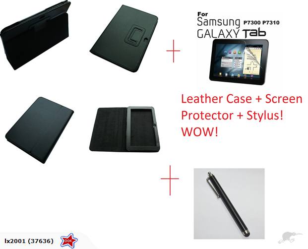 Galaxy Tab 8.9 Leather Case + Protector + Pen