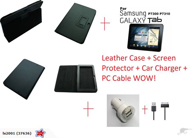 SAMSUNG GALAXY 8.9" Leather Case + Car Charger