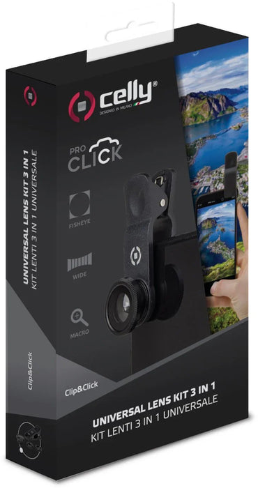 Celly Clip & Click 3-In-1 Smartphone Lens Kit - LX2001 - Homewares, Outdoor, Phone Accessories, Cases, Speakers, Headphones + More -