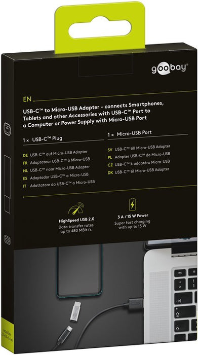 Goobay Micro-USB to USB-C Adapter - Silver - LX2001 - Homewares, Outdoor, Phone Accessories, Cases, Speakers, Headphones + More -