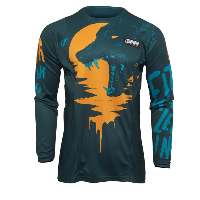THOR MX JERSEY S22 PULSE YOUTH COUNTING SHEEP TEAL/TANGERINE SIZE XS