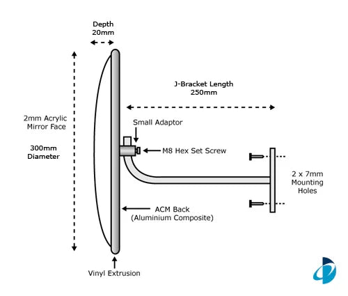 300MM Indoor Standard Convex Mirror - LX2001 - Homewares, Outdoor, Phone Accessories, Cases, Speakers, Headphones + More -