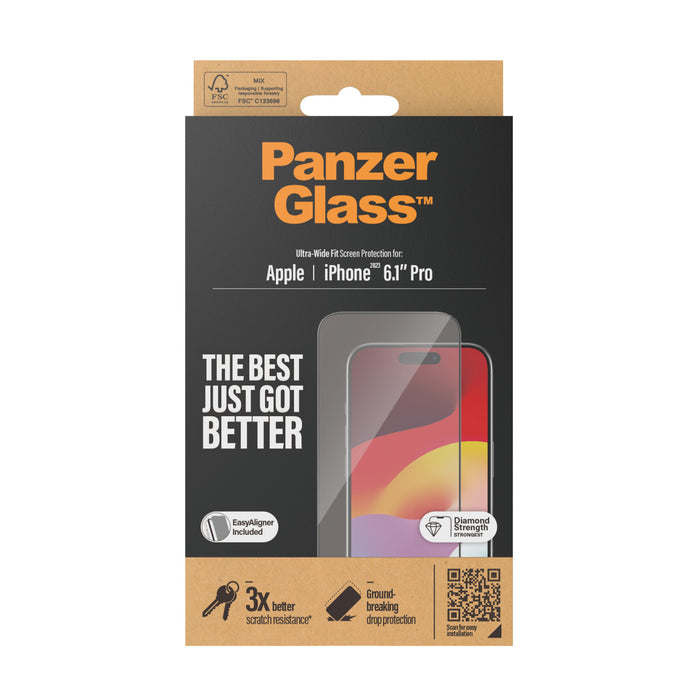 PanzerGlass Screen Protector Ultra-Wide Fit for Apple iPhone 15 Pro - Clear