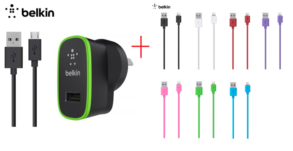 Belkin Wall Charger w Micro USB PC Cable Lightning