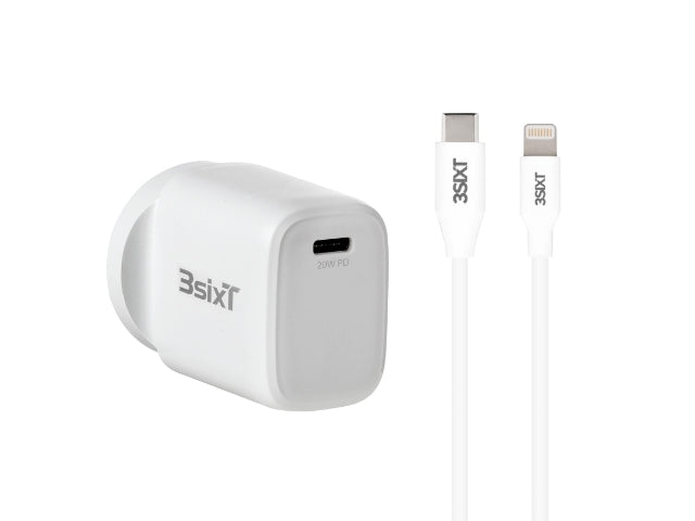 3sixT Wall Charger ANZ 20W USB-C PD + USB-C to Lightning Cable