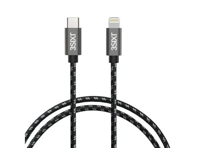 3SIXT Braided USB-C to Lightning 1M Charge & Sync Cable - Black 3S-1383 9318018141426 - LX2001 - Homewares, Outdoor, Phone Accessories, Cases, Speakers, Headphones + More -