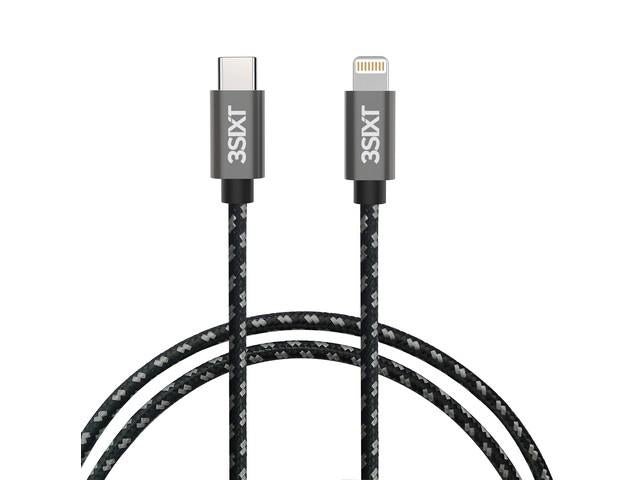 3SIXT Braided USB-C to Lightning 1M Charge & Sync Cable - Black 3S-1383 9318018141426