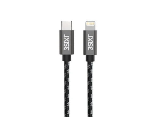 3SIXT Braided USB-C to Lightning 1M Charge & Sync Cable - Black 3S-1383 9318018141426 - LX2001 - Homewares, Outdoor, Phone Accessories, Cases, Speakers, Headphones + More -