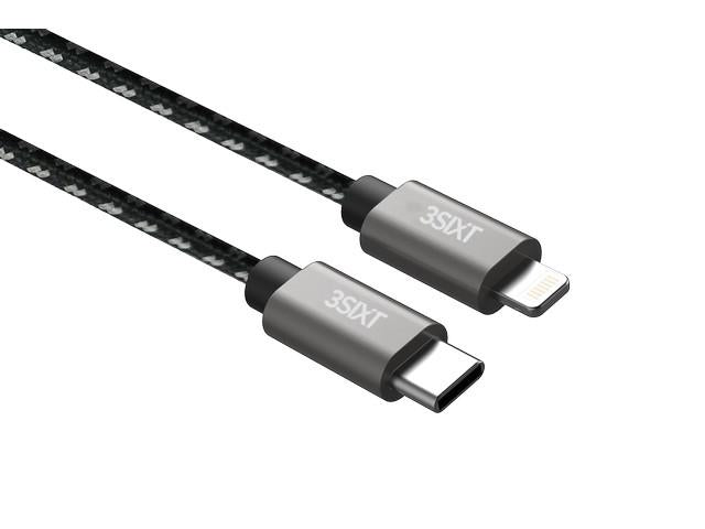 3SIXT Braided USB-C to Lightning 30cm Charge & Sync Cable - Black 3S-1382 9318018141419