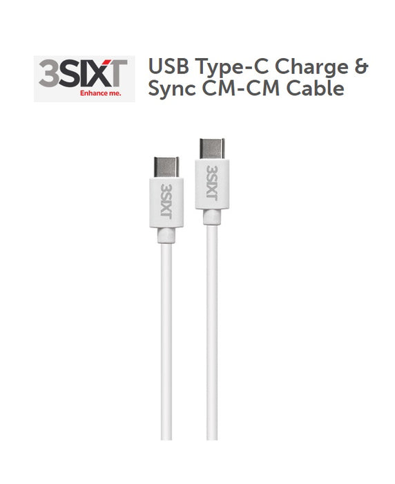 3SIXT USB Type C v2.0 USB-C to USB-C Cable - White 3S-0858