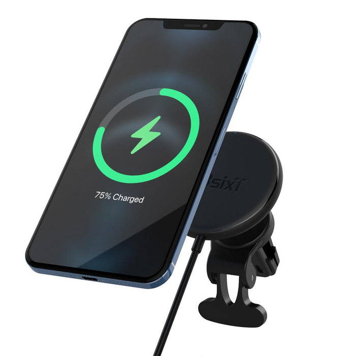 3sixT Magnetic Qi Wireless Charging Car Vent Mount 15W w Charger - Black