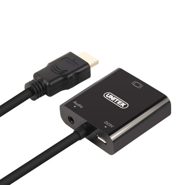 UNITEK HDMI to VGA Converter with Audio. 17cm Cable Length. Convert Signal from