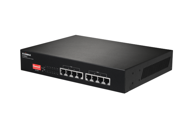 EDIMAX 8 Port 10/100 Fast Ethernet PoE+ Switch with DIP Switch. PoE delivery up