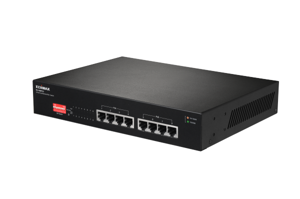 EDIMAX 8 Port 10/100/1000 Gigabit PoE+ Switch with DIP Switch. PoE delivery up t