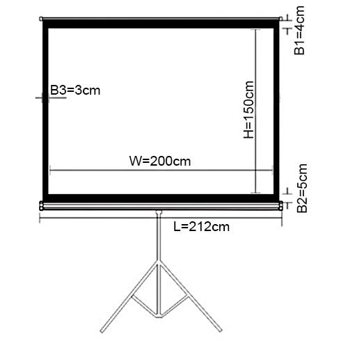 BRATECK 100'' Projector Screen with Tripod. 4:3  Aspect Ratio. 2m x 1.5m (WxH).