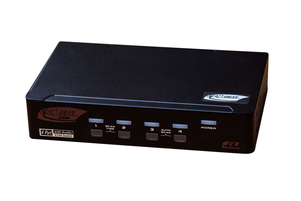 REXTRON 4 Port DVI/USB KVM Switch with Audio, Black Colour.