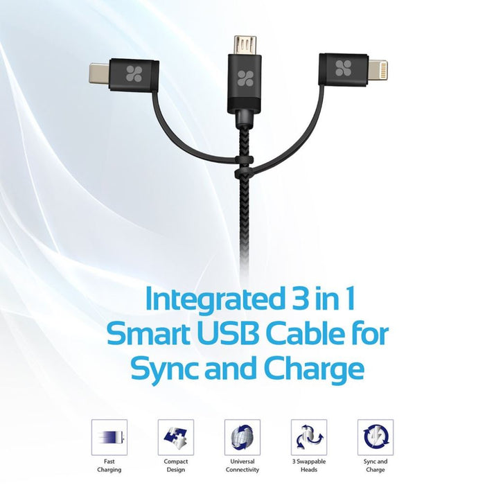 PROMATE MicroUSB USB-C & Lightning Connector USB Cable