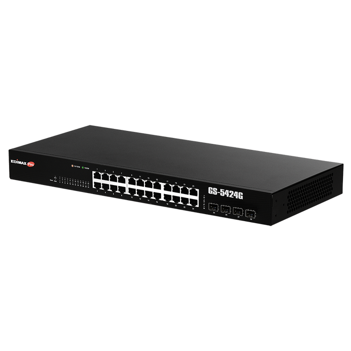 EDIMAX 24 Port Gigabit Long Range Web Smart Rack-mount Switch. With 4 SFP. Exten