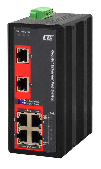 CTC UNION 6 Port Gigabit Unmanaged PoE Switch.  -40C~+75C. 6x 10/100/1000Base-T