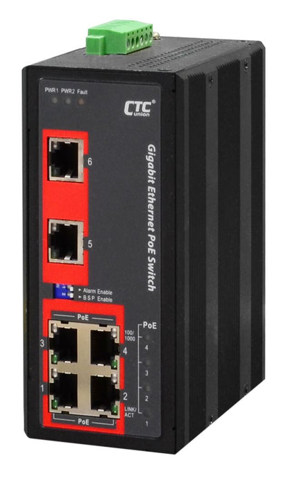 CTC UNION 6 Port Gigabit Unmanaged PoE Switch. -40C~+75C. 6x 10/100/1000Base-T