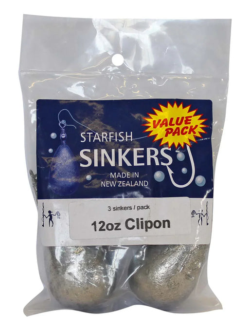 Starfish Clipon Sinker Value Pack 12oz (3 per pack) - LX2001 - Homewares, Outdoor, Phone Accessories, Cases, Speakers, Headphones + More -