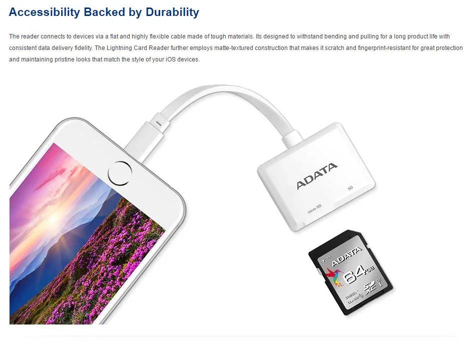 ADATA Lightning Card Reader AMFICRWH - LX2001 - Homewares, Outdoor, Phone Accessories, Cases, Speakers, Headphones + More -