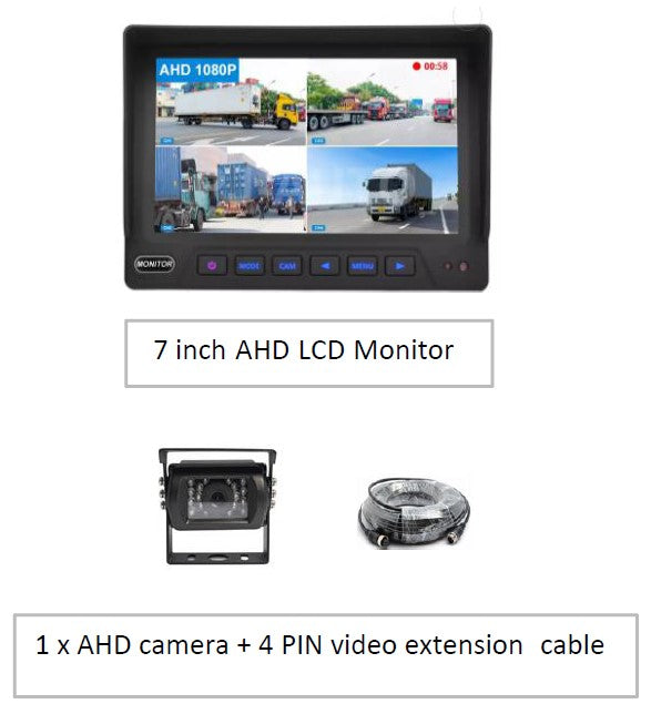 Avs Safety Dvr Bundle With Commercial Grade 7" Lcd Quad Monitor & 720P Ahd Cam +
