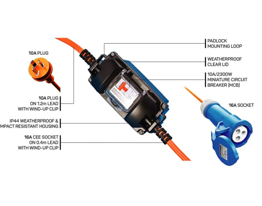 Ampfibian MINI-PLUS House to Caravan Campervan Cord - LX2001 - Homewares, Outdoor, Phone Accessories, Cases, Speakers, Headphones + More -