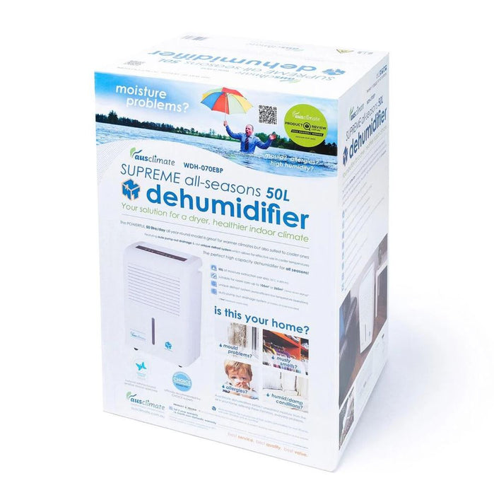 Ausclimate Supreme All Seasons Dehumidifier 50 Litre White WDH-070EBP