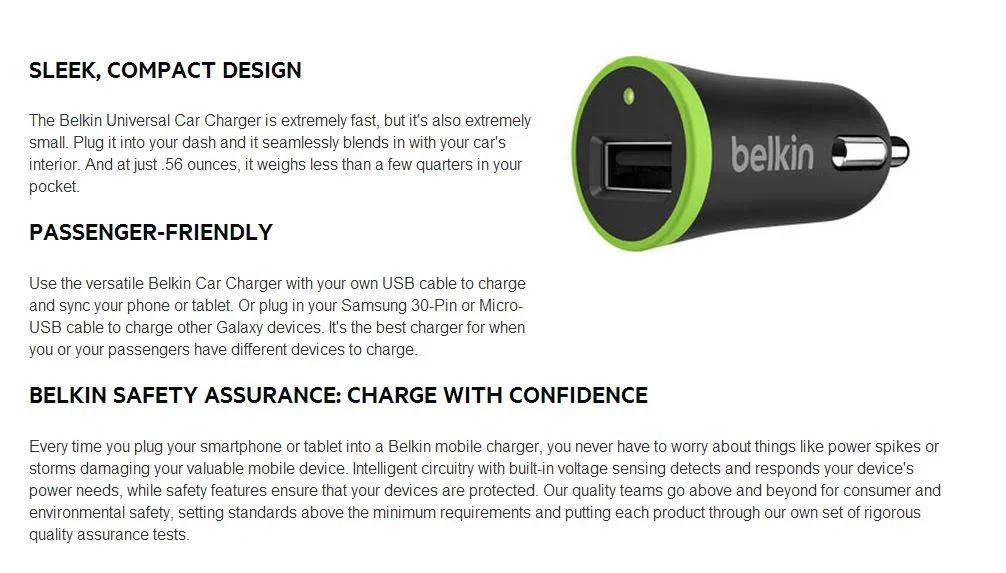 Belkin Micro Car Charge USB 3.0 Cable Galaxy S5 - LX2001 - Homewares, Outdoor, Phone Accessories, Cases, Speakers, Headphones + More -