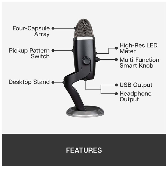 Blue Yeti X Professional USB Mic Microphone - Black 836213000441 988-000105
