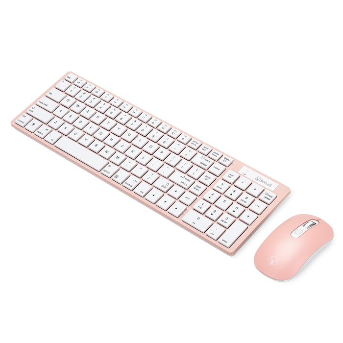 Bonelk KM-322 Slim Wireless Keyboard and Mouse Combo - Salmon ELK-61007-R 9352850003733