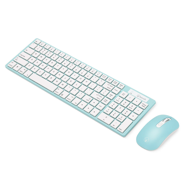 Bonelk KM-322 Slim Wireless Keyboard and Mouse Combo - Teal ELK-61006-R 9352850003726
