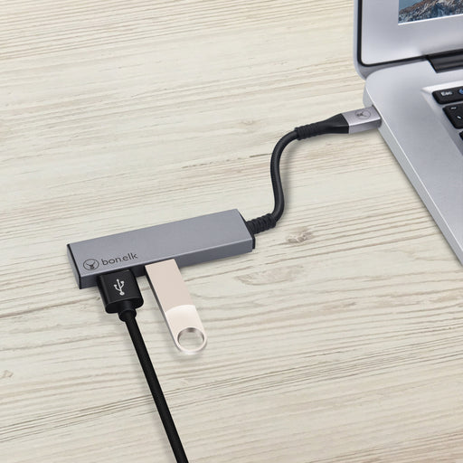 Bonelk Long-Life Series USB-C to 2 Port USB 3.0 Slim Hub - Space Grey ELK-80023-R 9352850003962