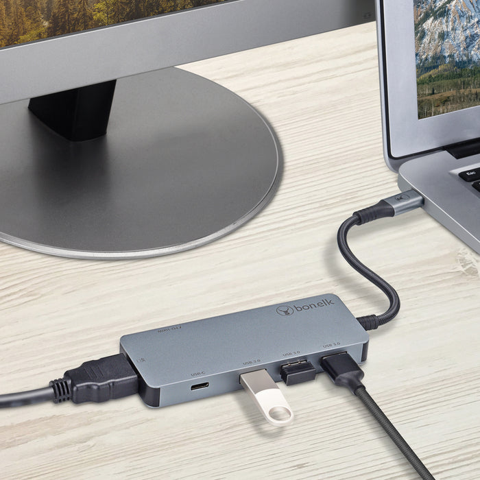 Bonelk Long-Life USB-C to 6-in-1 Multiport Hub - Space Grey ELK-80030-R 9352850004174