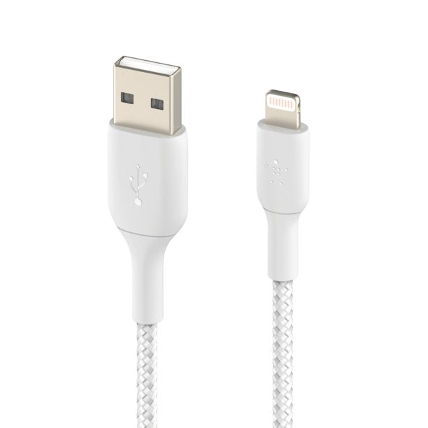 Belkin BOOST CHARGE Braided Lightning to USB-A Cable (1m / 3.3ft, White) - LX2001 - Homewares, Outdoor, Phone Accessories, Cases, Speakers, Headphones + More -