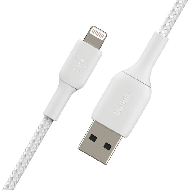 Belkin BOOST CHARGE Braided Lightning to USB-A Cable (1m / 3.3ft, White) - LX2001 - Homewares, Outdoor, Phone Accessories, Cases, Speakers, Headphones + More -