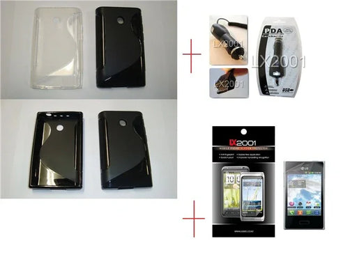 LG Optimus L3 E400 GEL Case + Car Charger - LX2001 - Homewares, Outdoor, Phone Accessories, Cases, Speakers, Headphones + More -