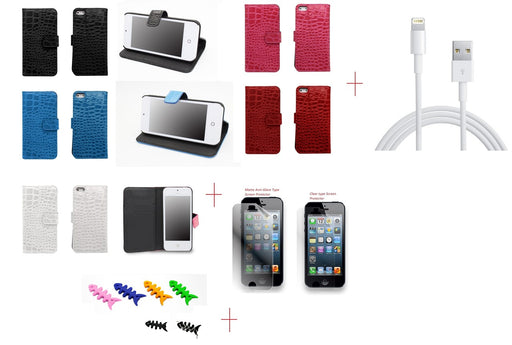 Iphone 5 Crocodile Leather + USB PC Cable + SP