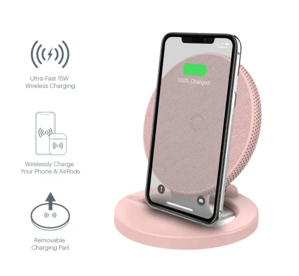 Cygnett PowerBase V2 15W Qi Wireless Charger Stand - Pink CY3285PPWIR - LX2001 - Homewares, Outdoor, Phone Accessories, Cases, Speakers, Headphones + More -