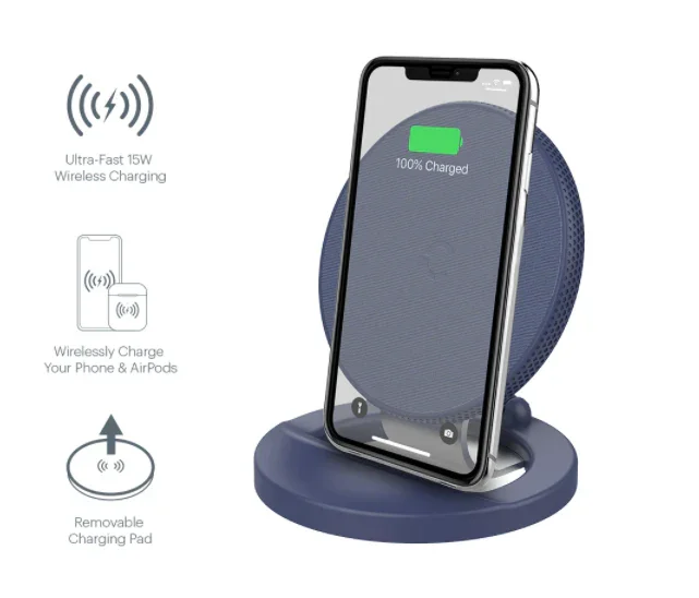 Cygnett PowerBase V2 15W Qi Wireless Charger Stand - Navy CY3284PPWIR - LX2001 - Homewares, Outdoor, Phone Accessories, Cases, Speakers, Headphones + More -