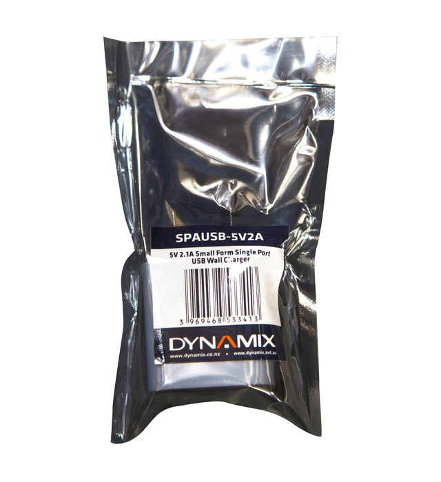 DYNAMIX 5V 2.1A Small Form Single Port USB Wall Charger