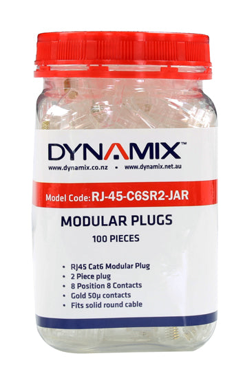 DYNAMIX Cat6 Cat 6 RJ-45 Plug Connectors - 100pc Jar RJ-45-C6SR2-JAR