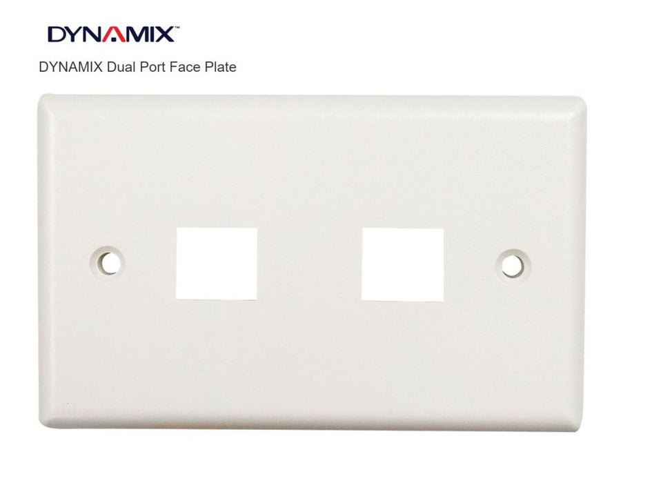DYNAMIX Dual Port Face Plate for 110 / Keystone Jacks / RJ45 / RJ-45 + 2 x Jack FP-110-DUAL + (2X) FP-C6-007
