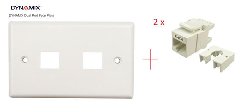 DYNAMIX Dual Port Face Plate for 110 / Keystone Jacks / RJ45 / RJ-45 + 2 x Jack FP-110-DUAL + (2X) FP-C6-007