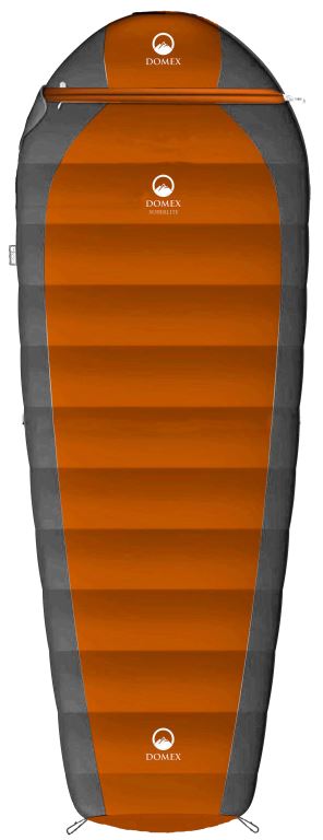 Domex Superlite Sleeping Bag Standard (Right) - Orange / Charcoal DOMSUPER
