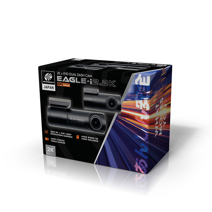 Autobacs Eagle I 2.2K 2K+Fhd Dual Wifi Gps Dvr Dash Cam 64Gb