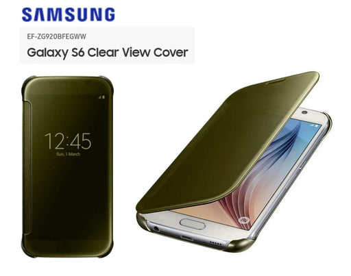 Samsung Galaxy S6 ClearView Cover Case GOLD EF-ZG920BFEGWW - LX2001 - Homewares, Outdoor, Phone Accessories, Cases, Speakers, Headphones + More -
