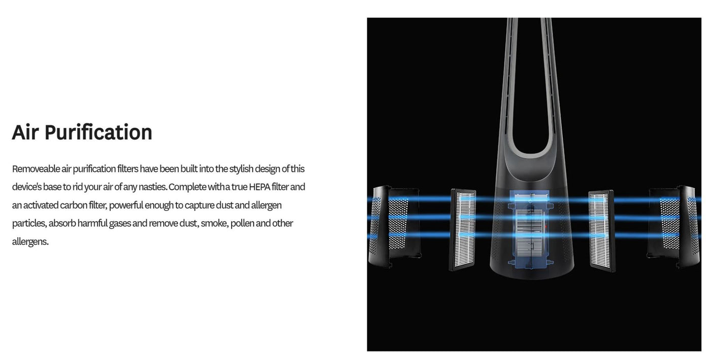 Goldair 100Cm Multi Season 3 in 1 Bladeless Tower Heater Fan Purifier With Wifi